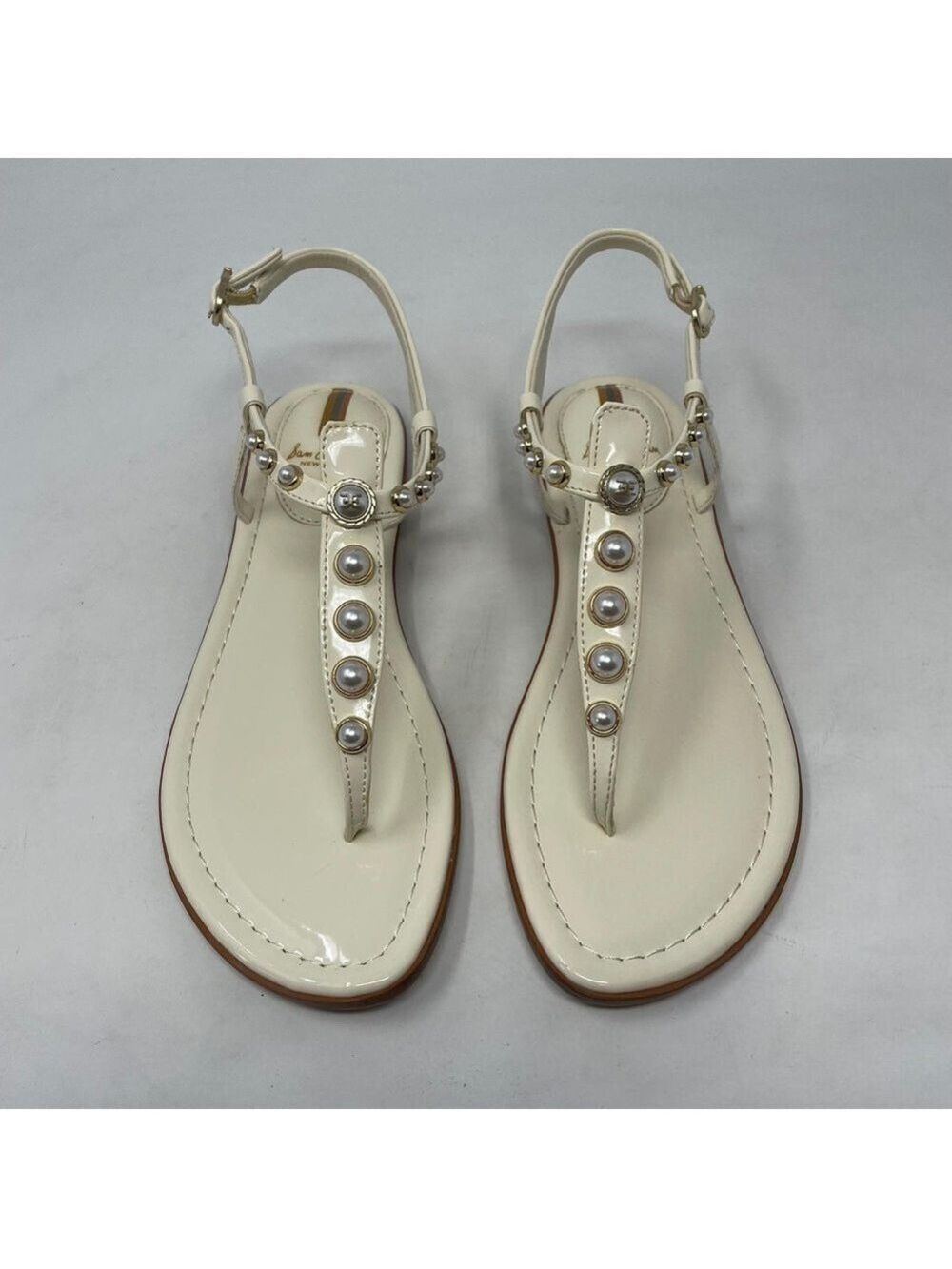 Sam Edelman Gigi Patent Pearl Embellished Thong T- Strap Sandals - NWT - Picture 6 of 11